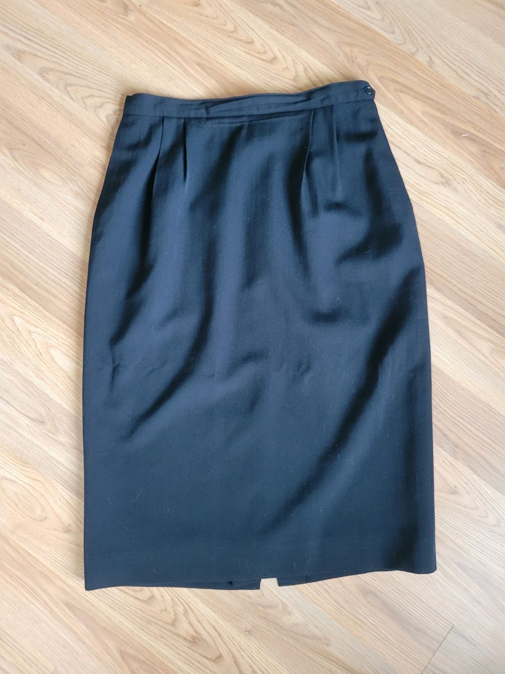 Austin Reed 100% Worsted Wool Black Midi Vintage Academia Pencil Skirt Size 12 - Picture 6 of 7